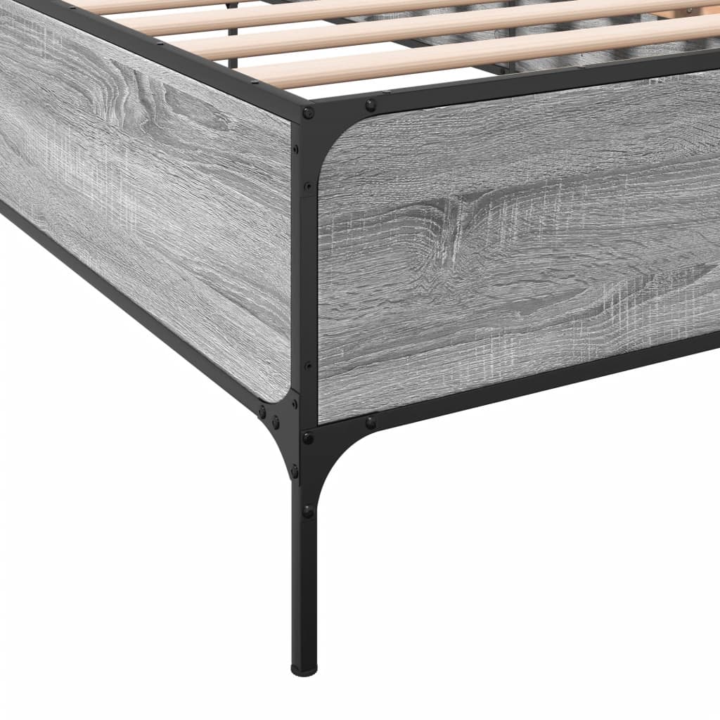 Sengeramme grå sonoma 100x200 cm konstruert tre og metall