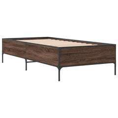 Sengeramme brun eik 100x200 cm konstruert tre og metall