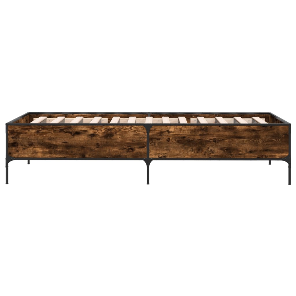 Sengeramme røkt eik 90x200 cm konstruert tre og metall