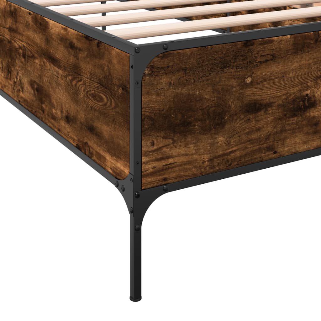 Sengeramme røkt eik 90x200 cm konstruert tre og metall