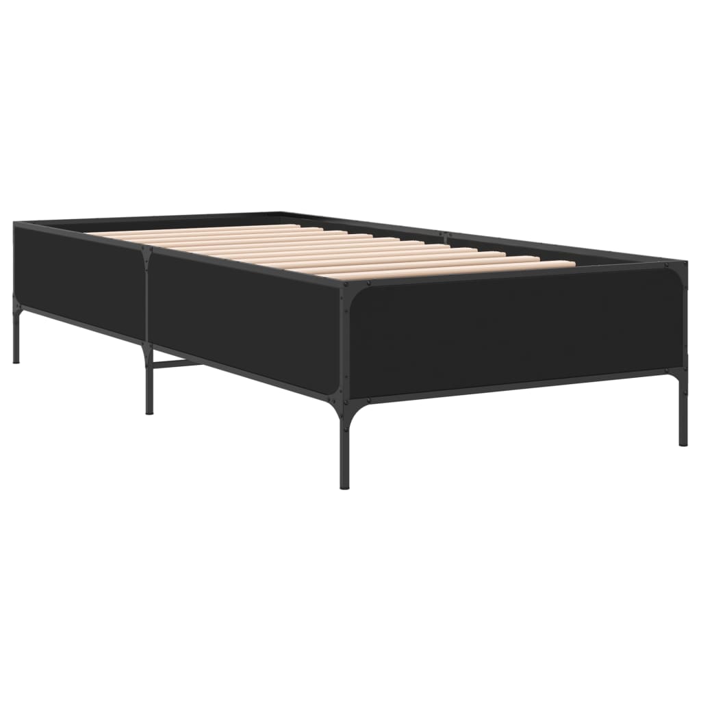 Sengeramme svart 90x190 cm konstruert tre og metall