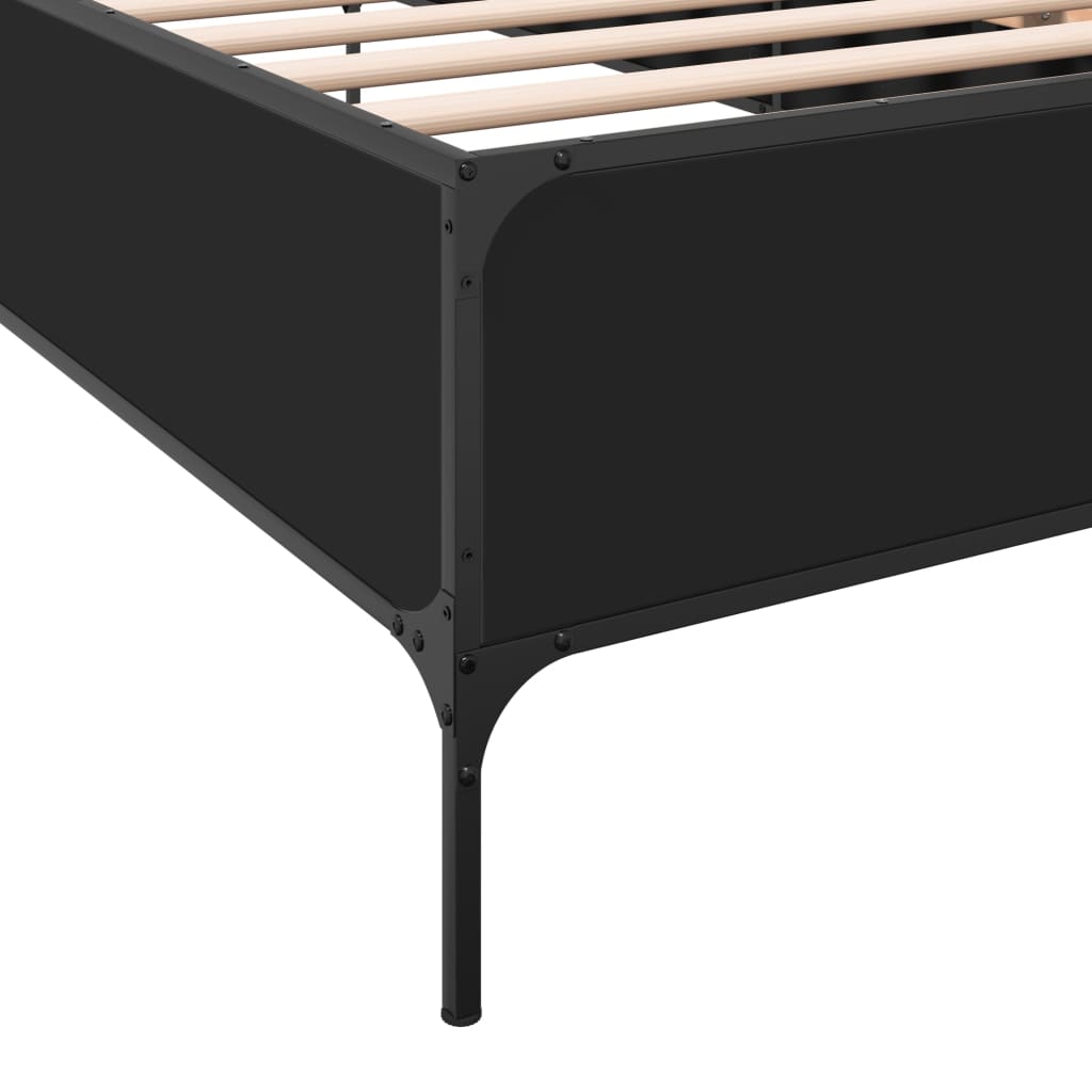 Sengeramme svart 90x190 cm konstruert tre og metall