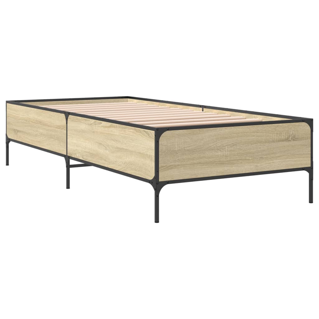 Sengeramme sonoma eik 90x190 cm konstruert tre og metall