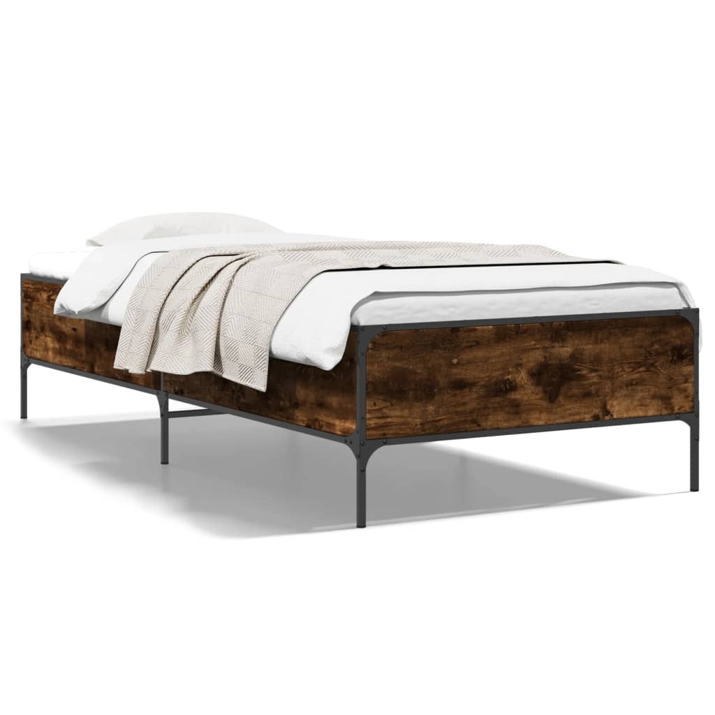 Sengeramme røkt eik 90x190 cm konstruert tre og metall