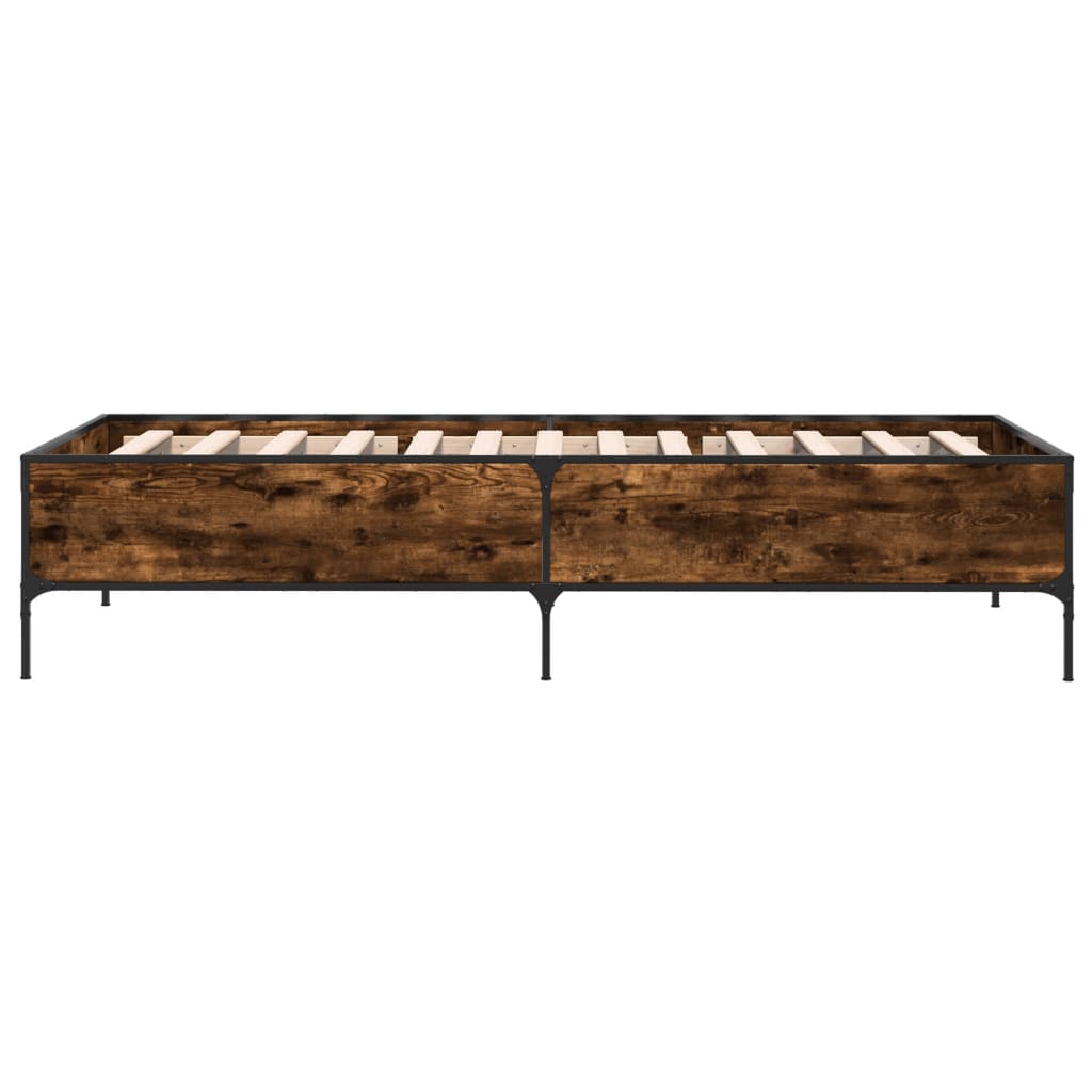 Sengeramme røkt eik 90x190 cm konstruert tre og metall