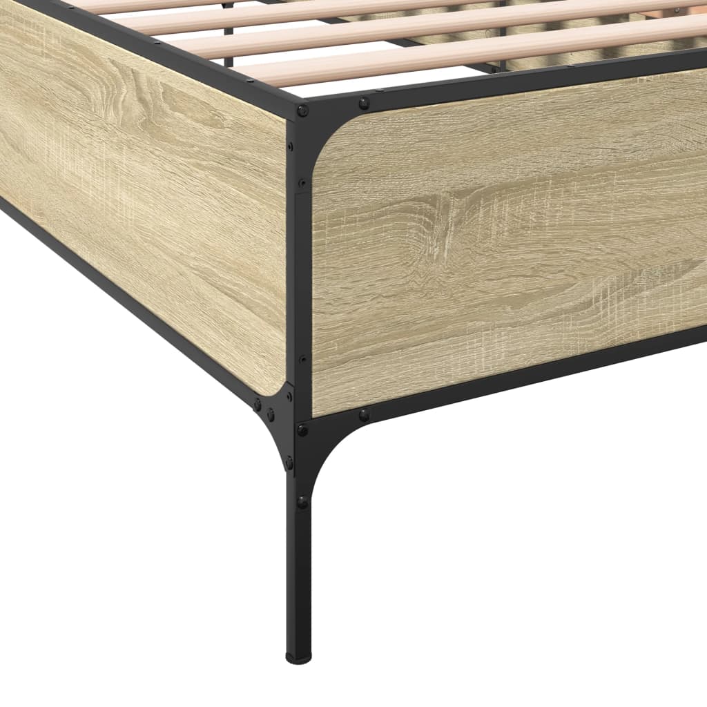Sengeramme sonoma eik 75x190 cm konstruert tre og metall