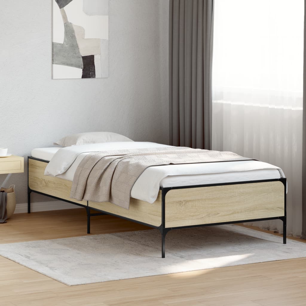 Sengeramme sonoma eik 75x190 cm konstruert tre og metall