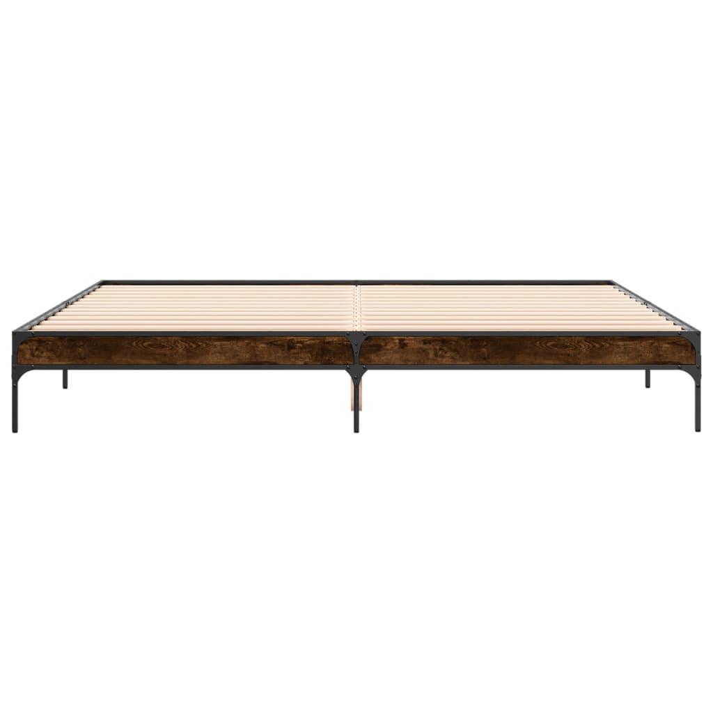 Sengeramme røkt eik 200x200 cm konstruert tre og metall