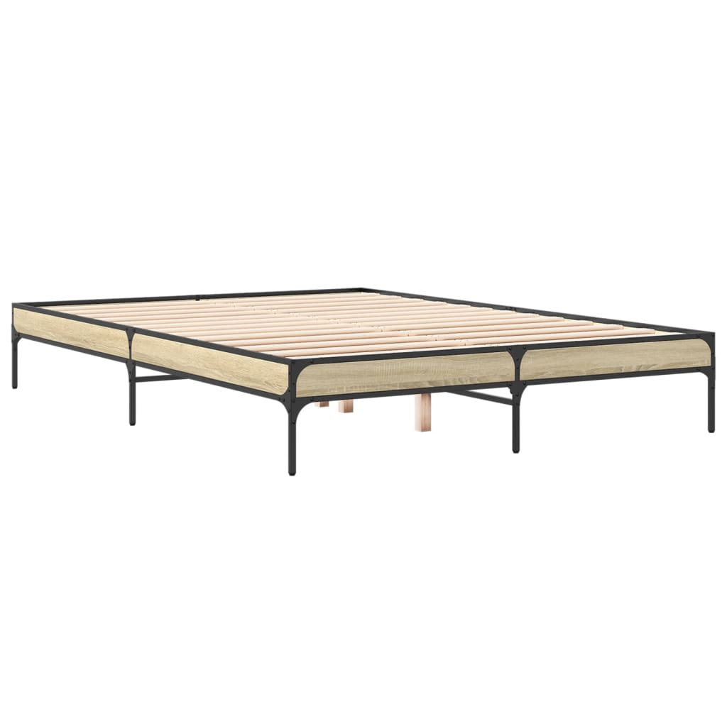 Sengeramme sonoma eik 160x200 cm konstruert tre og metall