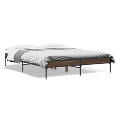 Sengeramme brun eik 160x200 cm konstruert tre og metall