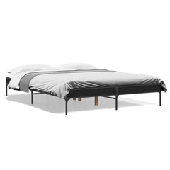 Sengeramme svart 150x200 cm konstruert tre og metall