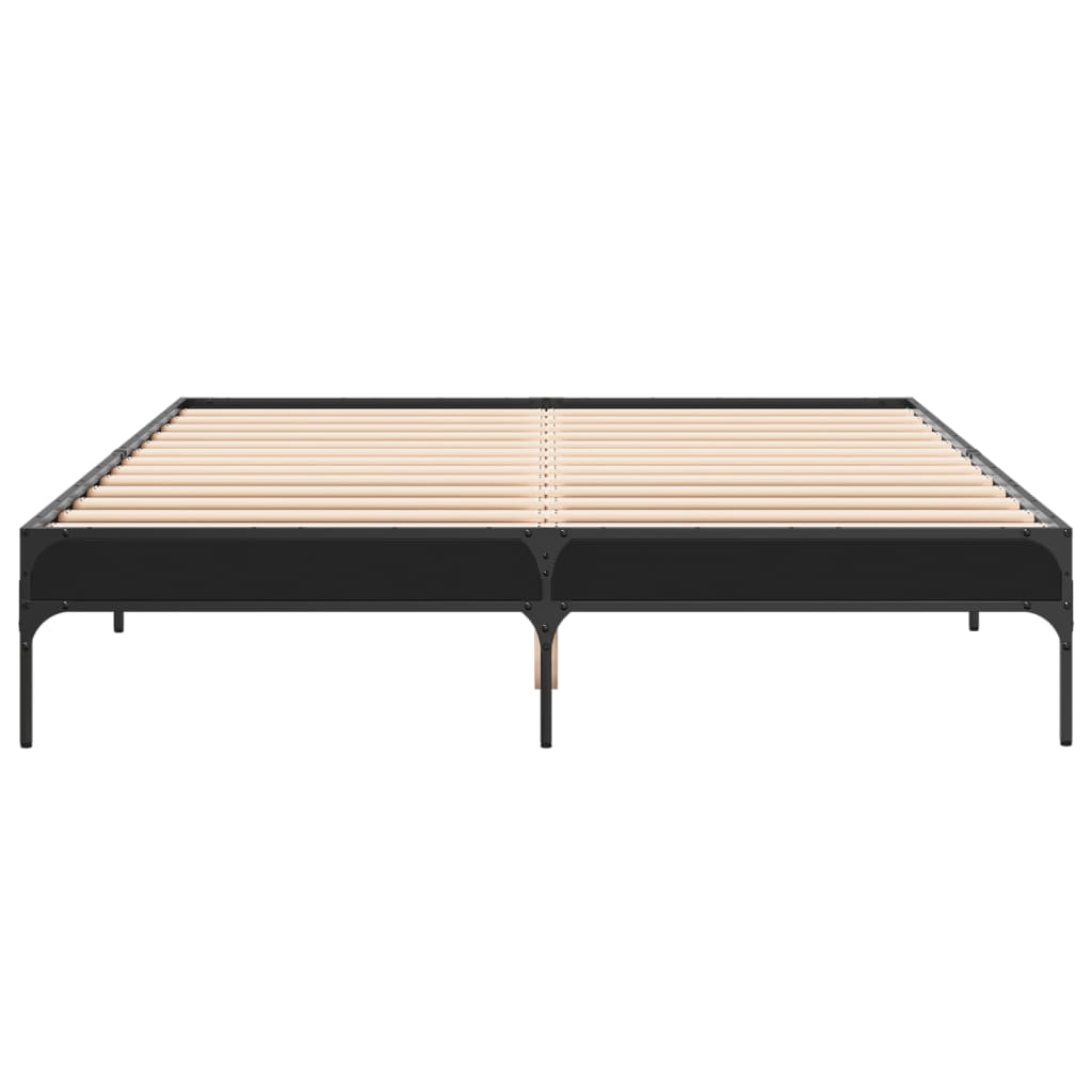 Sengeramme svart 150x200 cm konstruert tre og metall