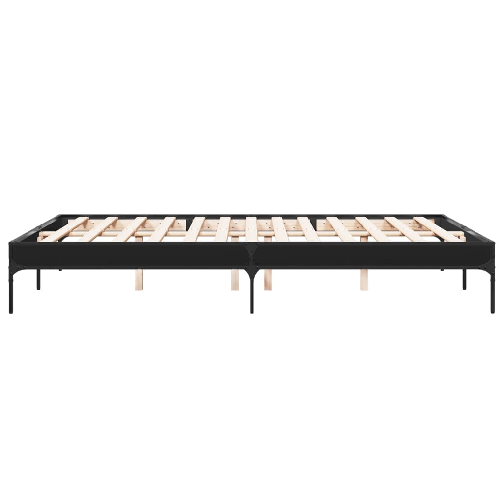 Sengeramme svart 150x200 cm konstruert tre og metall