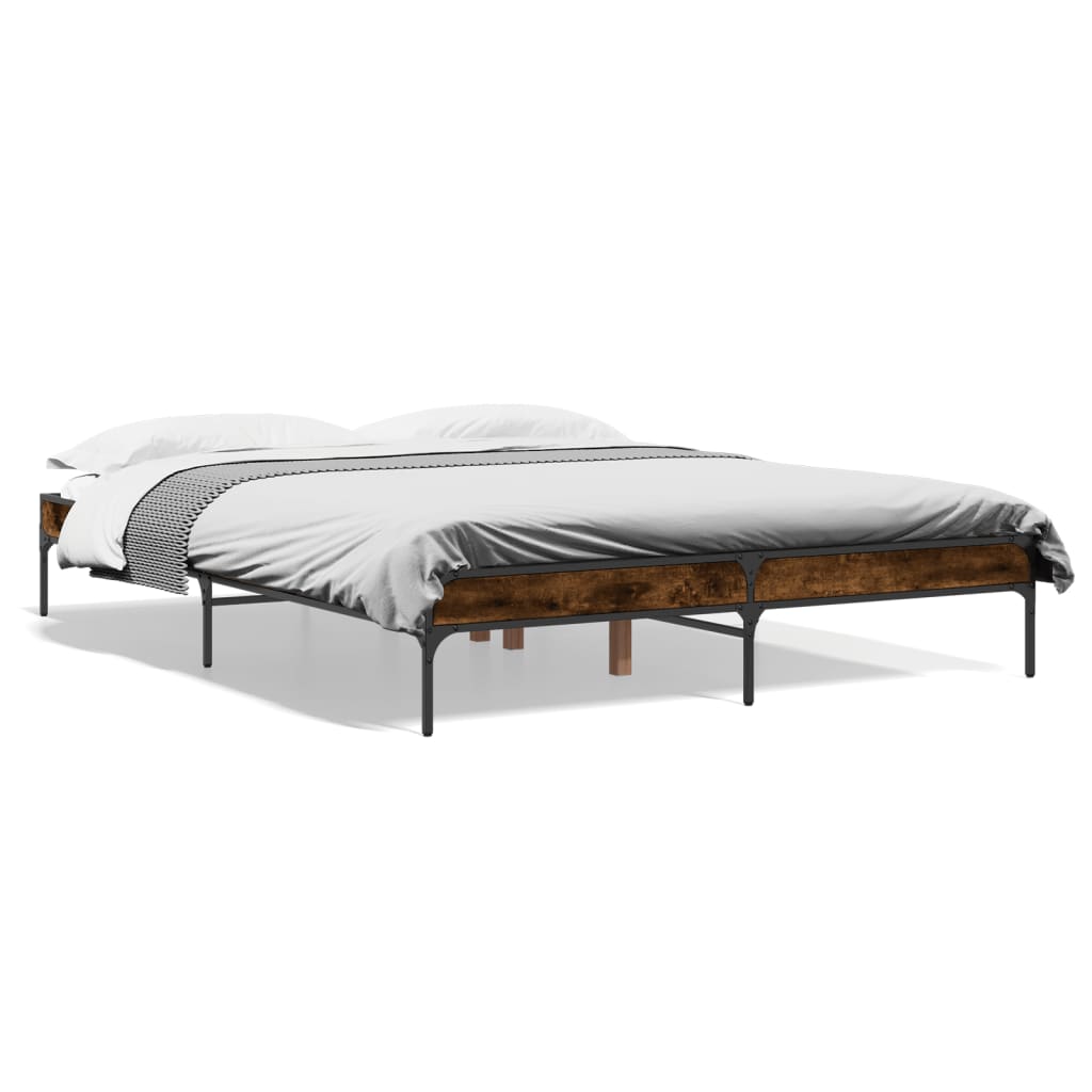 Sengeramme røkt eik 150x200 cm konstruert tre og metall