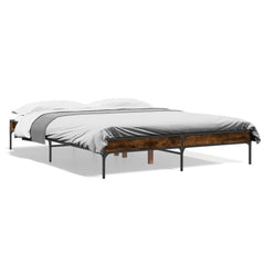 Sengeramme røkt eik 150x200 cm konstruert tre og metall