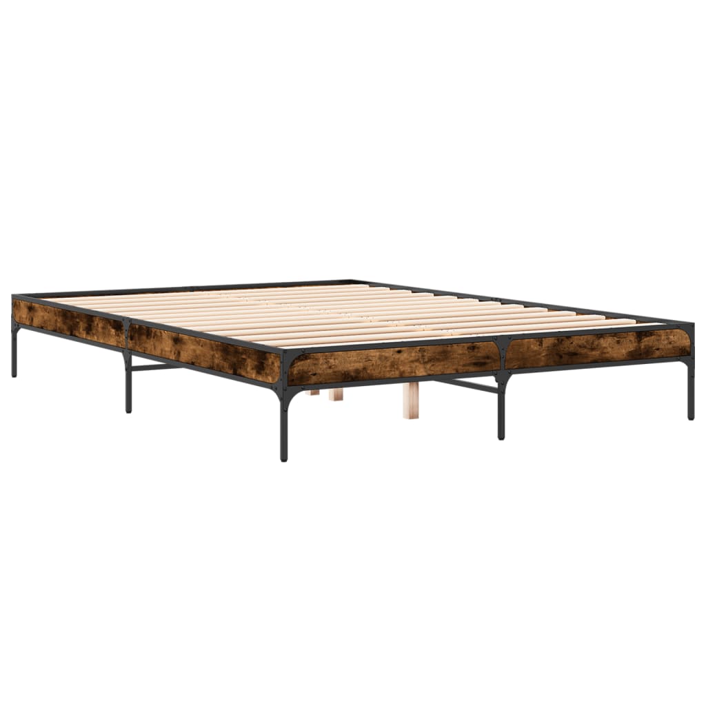 Sengeramme røkt eik 150x200 cm konstruert tre og metall