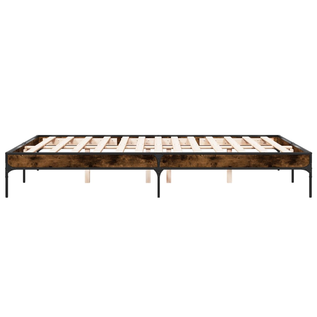 Sengeramme røkt eik 140x200 cm konstruert tre og metall