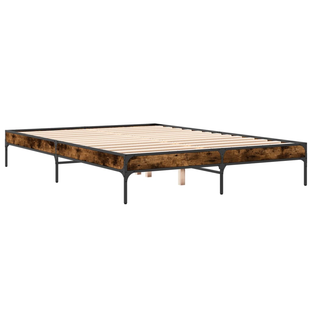 Sengeramme røkt eik 140x200 cm konstruert tre og metall