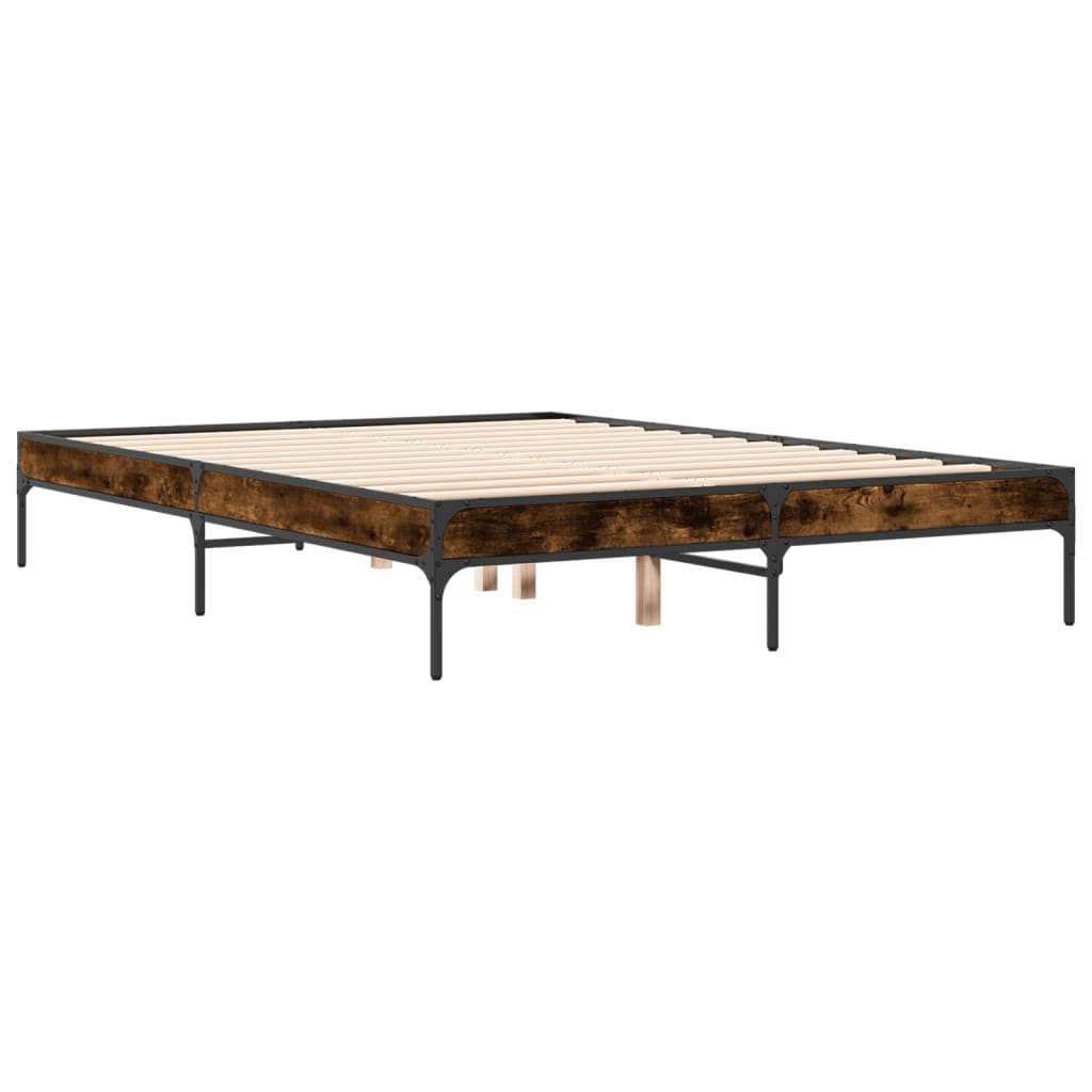Sengeramme røkt eik 120x200 cm konstruert tre og metall