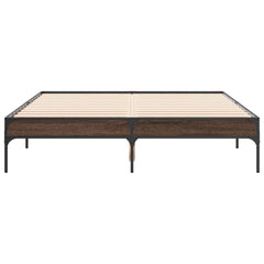 Sengeramme brun eik 120x200 cm konstruert tre og metall