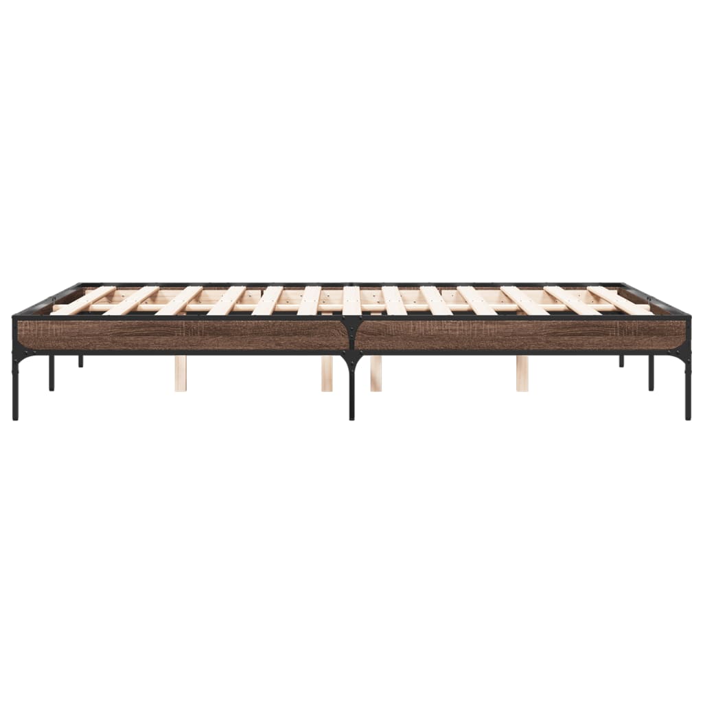 Sengeramme brun eik 120x200 cm konstruert tre og metall