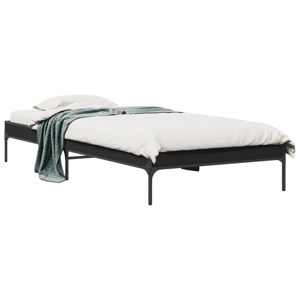 Sengeramme svart 100x200 cm konstruert tre og metall