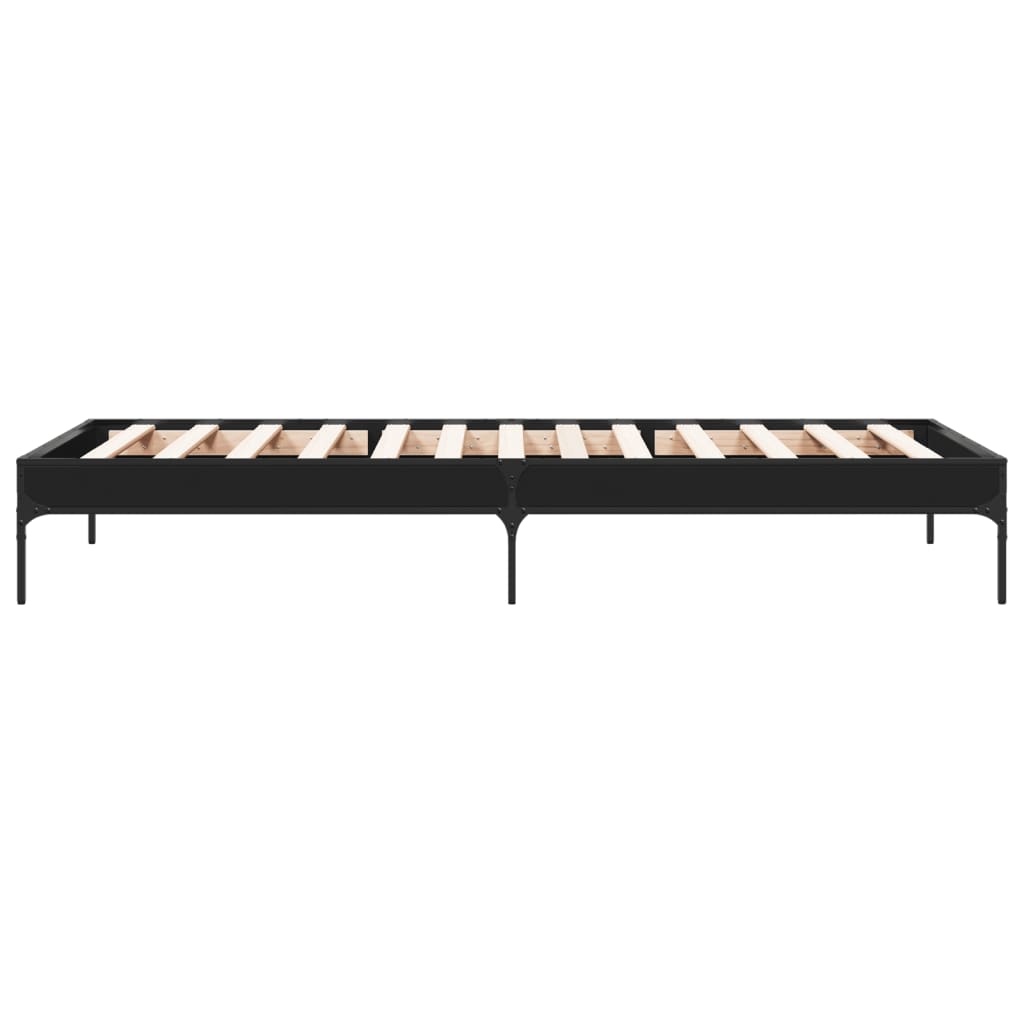 Sengeramme svart 100x200 cm konstruert tre og metall