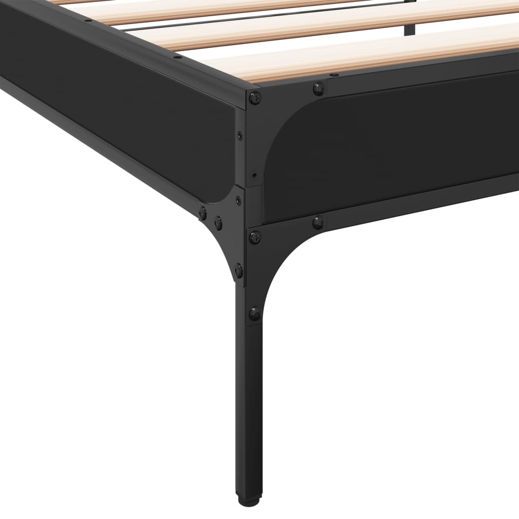 Sengeramme svart 100x200 cm konstruert tre og metall