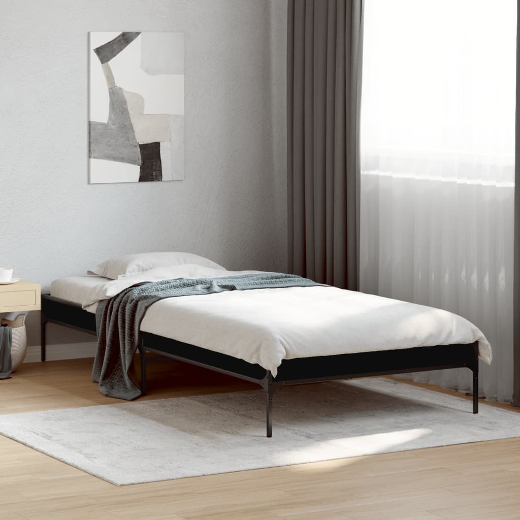 Sengeramme svart 100x200 cm konstruert tre og metall