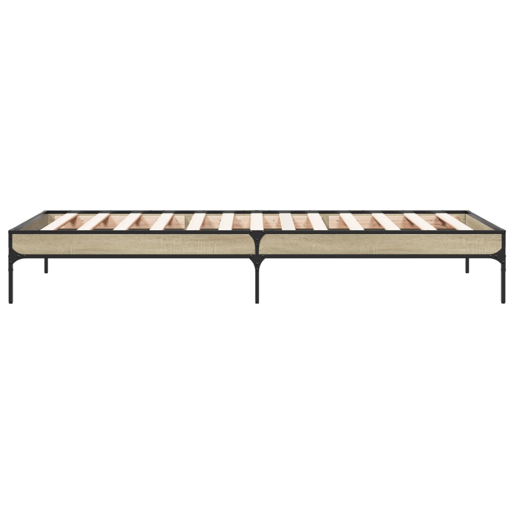 Sengeramme sonoma eik 100x200 cm konstruert tre og metall