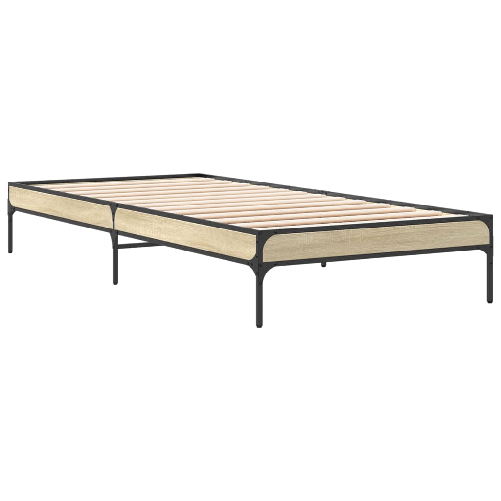 Sengeramme sonoma eik 100x200 cm konstruert tre og metall