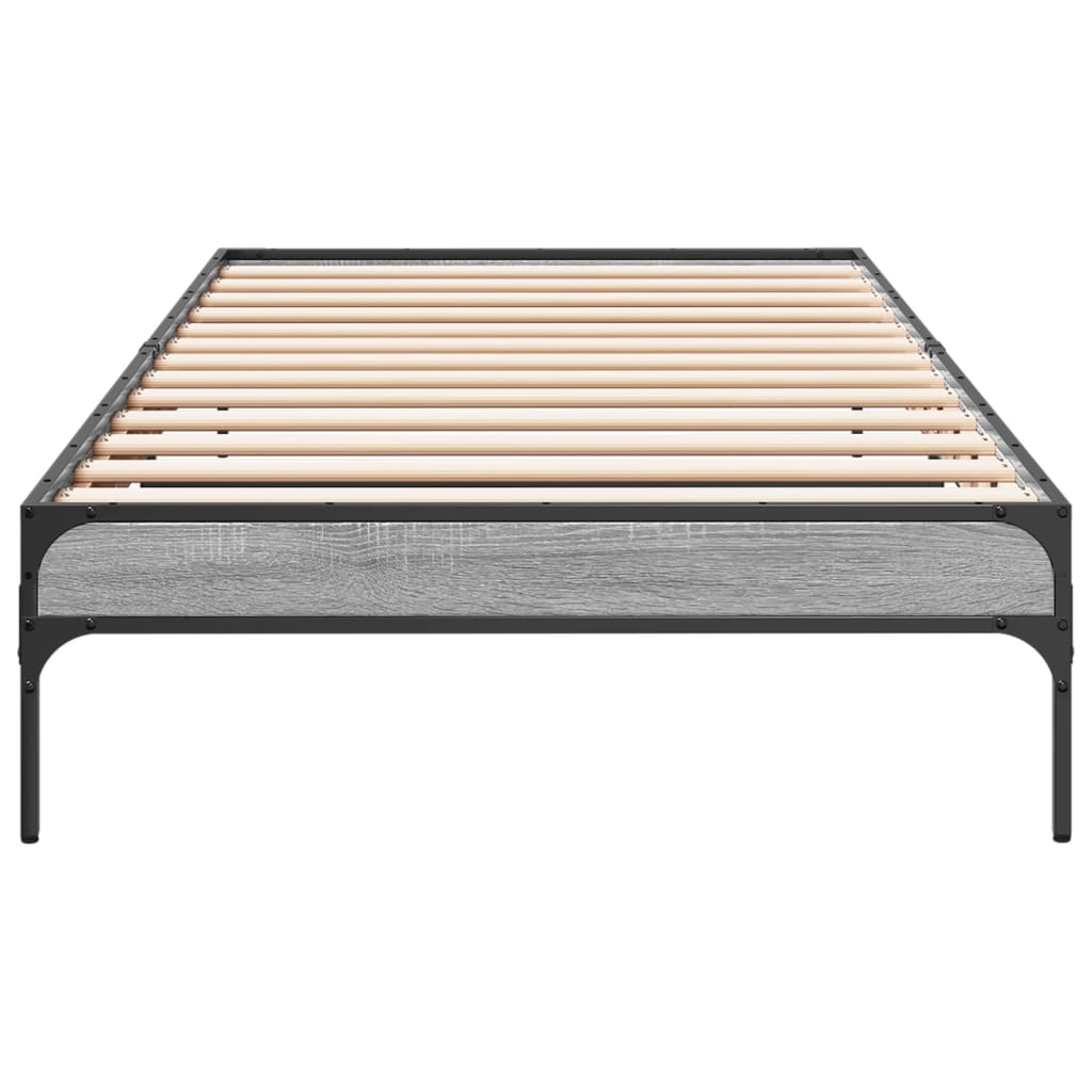 Sengeramme grå sonoma 100x200 cm konstruert tre og metall