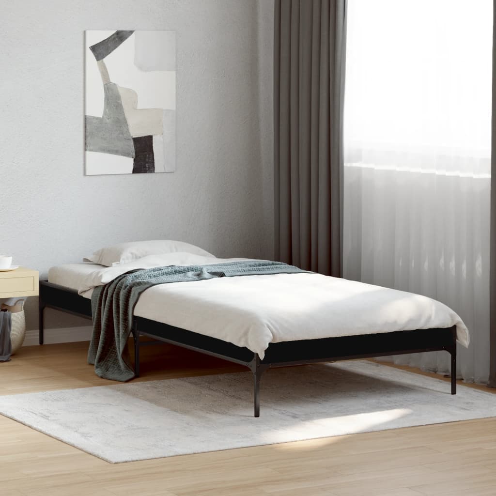 Sengeramme svart 90x200 cm konstruert tre og metall