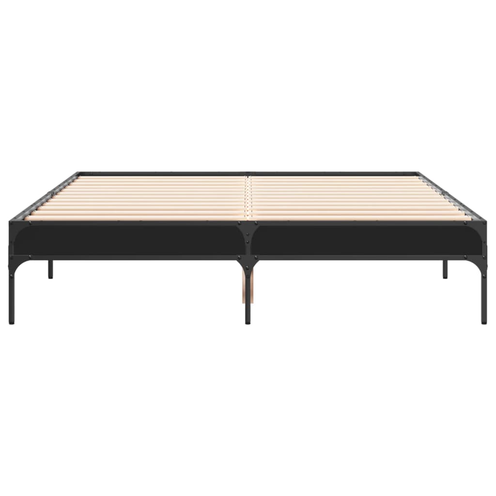 Sengeramme svart 140x190 cm konstruert tre og metall