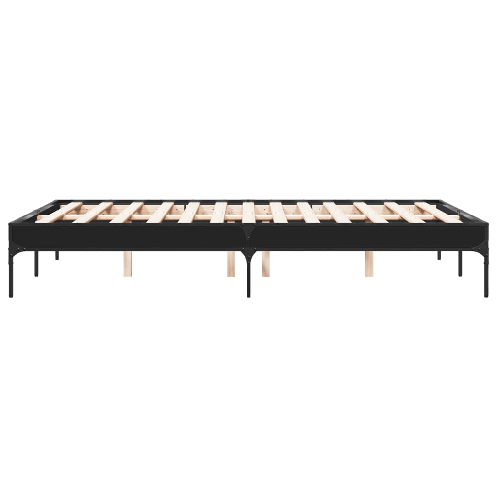 Sengeramme svart 140x190 cm konstruert tre og metall