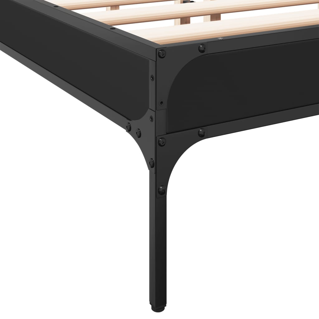 Sengeramme svart 140x190 cm konstruert tre og metall