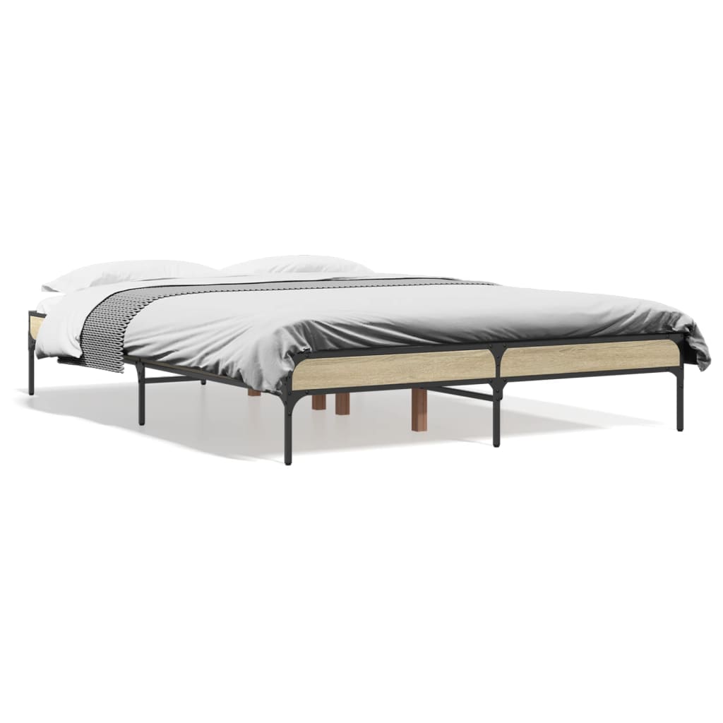 Sengeramme sonoma eik 140x190 cm konstruert tre og metall