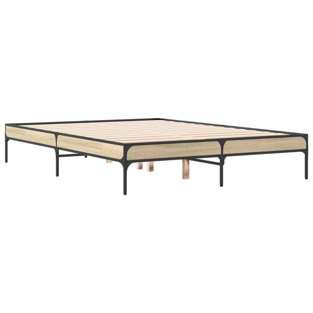 Sengeramme sonoma eik 140x190 cm konstruert tre og metall