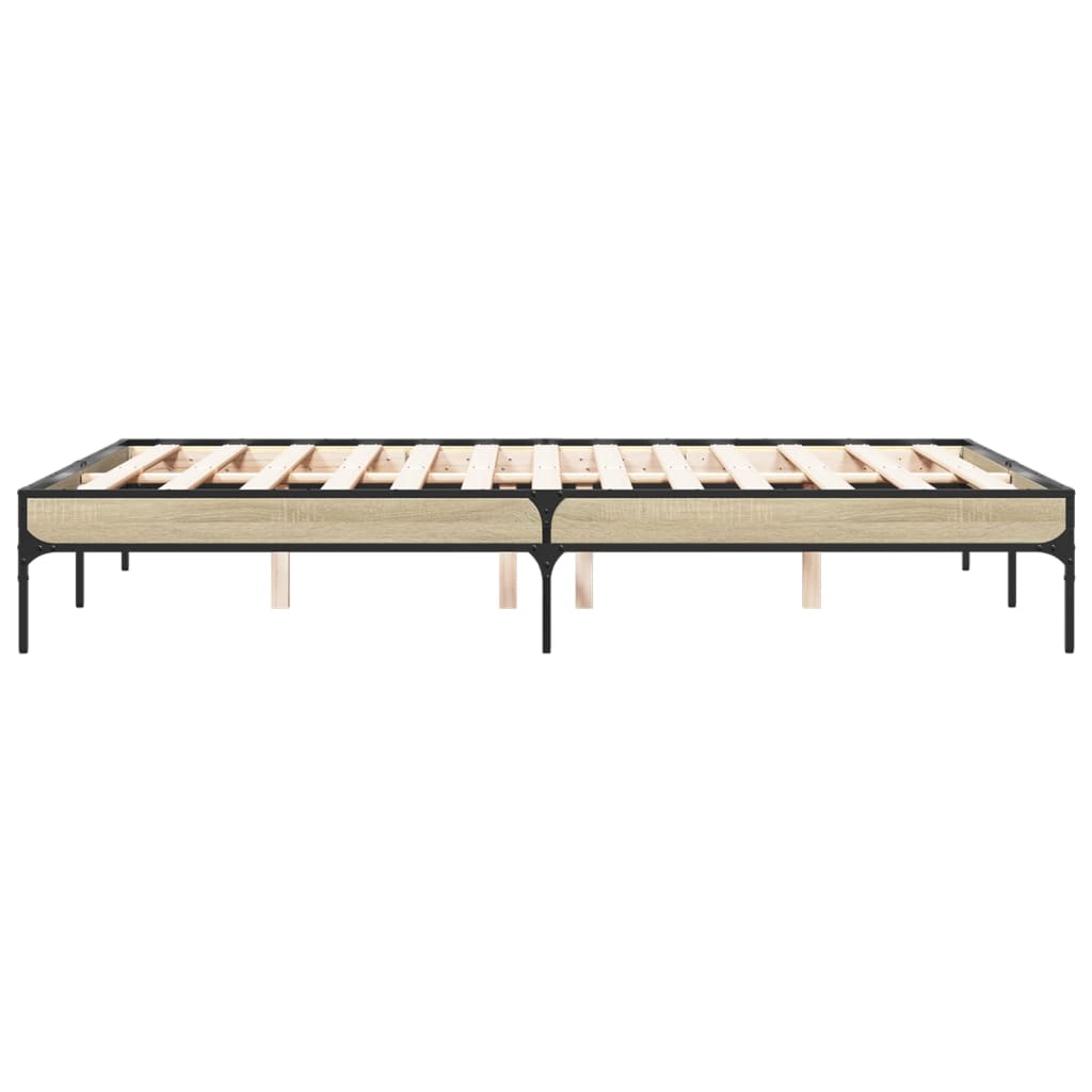 Sengeramme sonoma eik 140x190 cm konstruert tre og metall