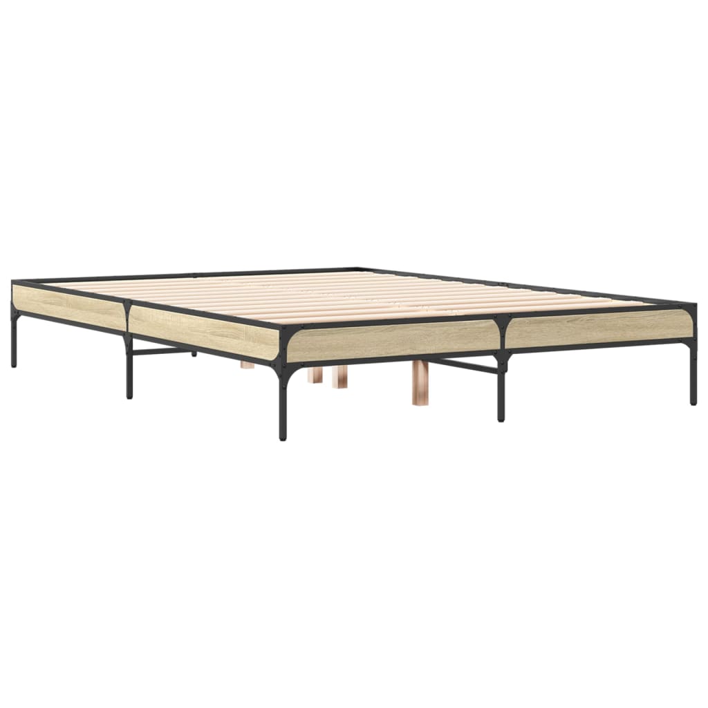 Sengeramme sonoma eik 140x190 cm konstruert tre og metall