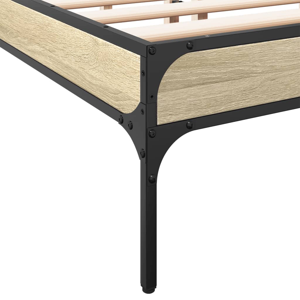 Sengeramme sonoma eik 140x190 cm konstruert tre og metall