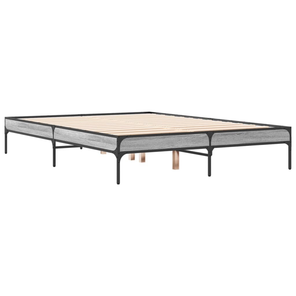 Sengeramme grå sonoma 140x190 cm konstruert tre og metall