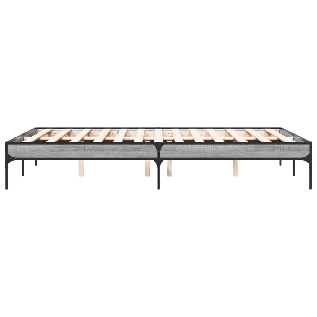 Sengeramme grå sonoma 140x190 cm konstruert tre og metall