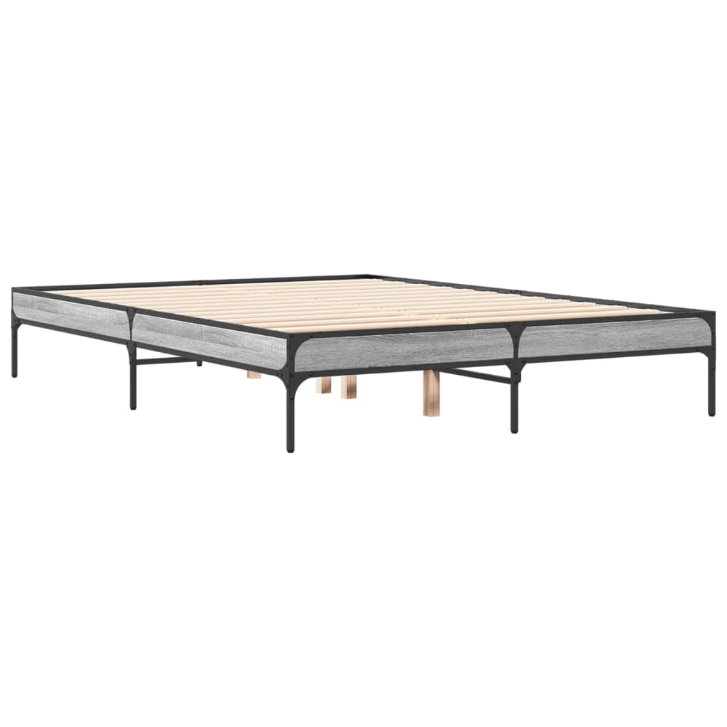 Sengeramme grå sonoma 140x190 cm konstruert tre og metall