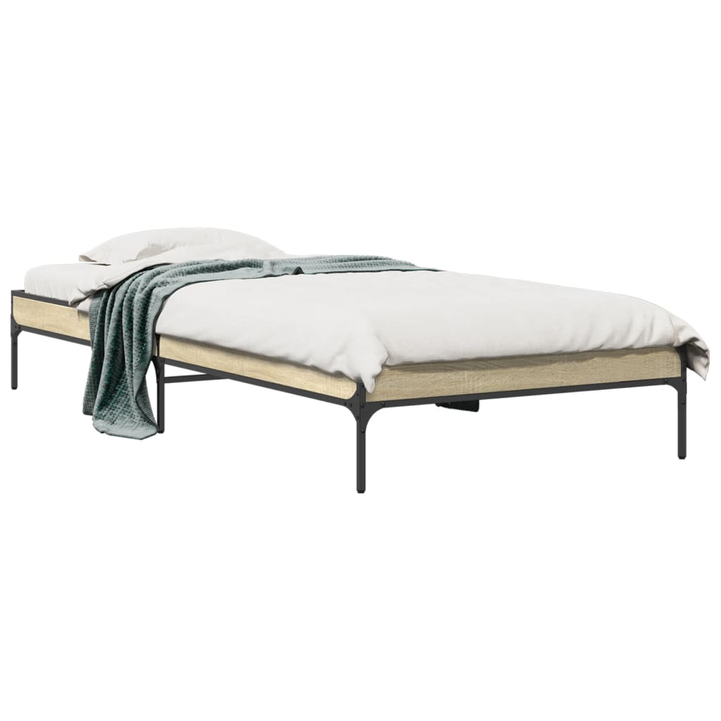 Sengeramme sonoma eik 75x190 cm konstruert tre og metall
