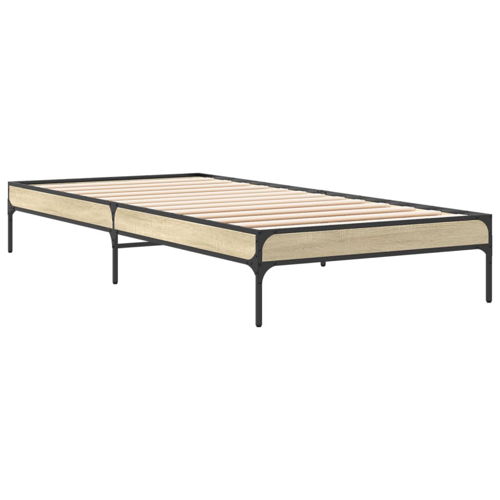 Sengeramme sonoma eik 75x190 cm konstruert tre og metall