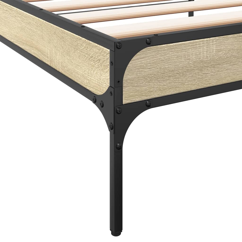 Sengeramme sonoma eik 75x190 cm konstruert tre og metall