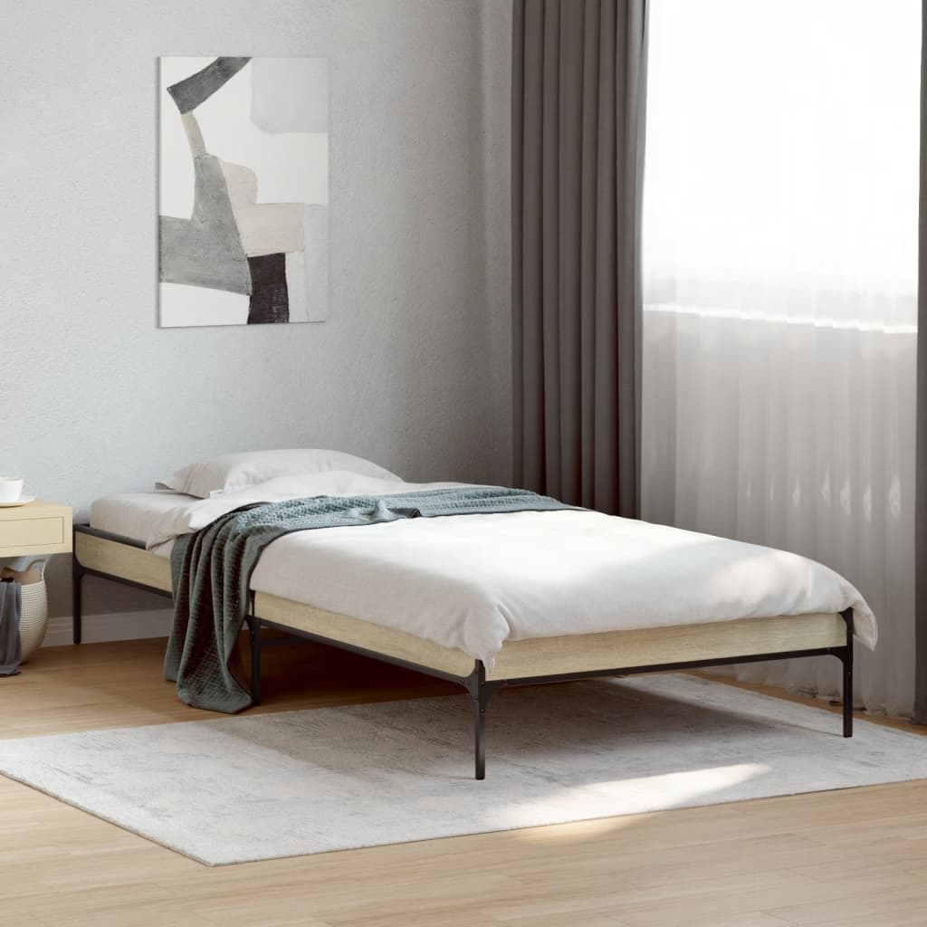 Sengeramme sonoma eik 75x190 cm konstruert tre og metall
