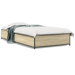 Sengeramme sonoma eik 100x200 cm konstruert tre og metall