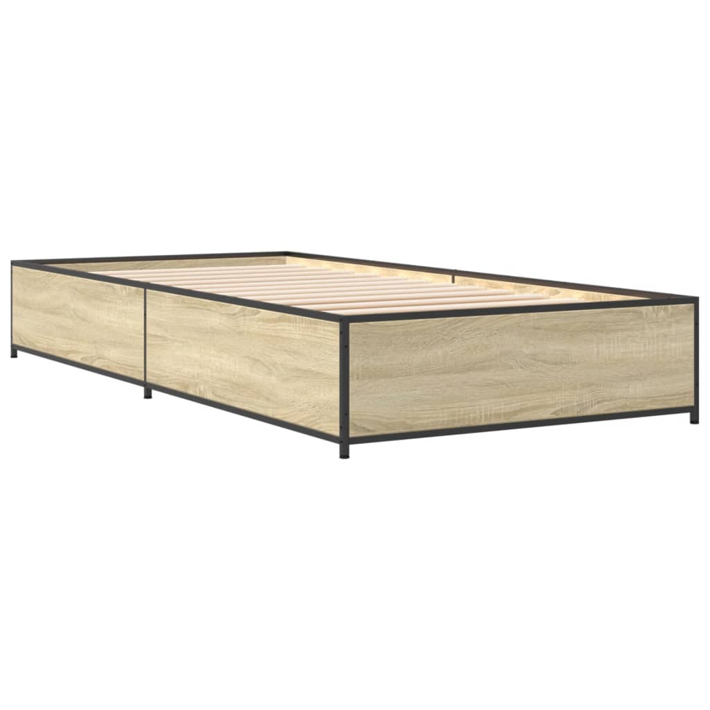 Sengeramme sonoma eik 100x200 cm konstruert tre og metall